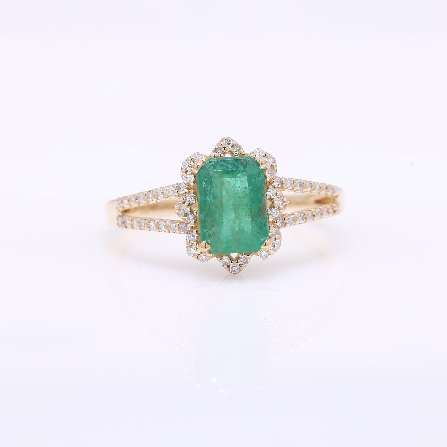 1.40 Ct Octagon Step Cut Natural Emerald 14K Gold Ring