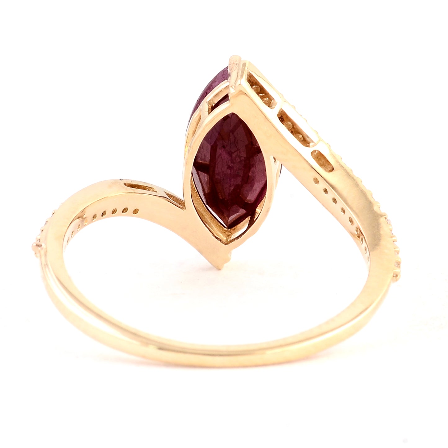 2.25 Ct Marquise Mixed Cut Natural Corundum Ruby 14K Gold Ring