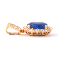 1.75 Ct Oval Mixed Cut Natural Sapphire 14K Gold Pendant