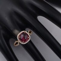 3.93 Ct Cushion Tourmaline 9K Gold Ring