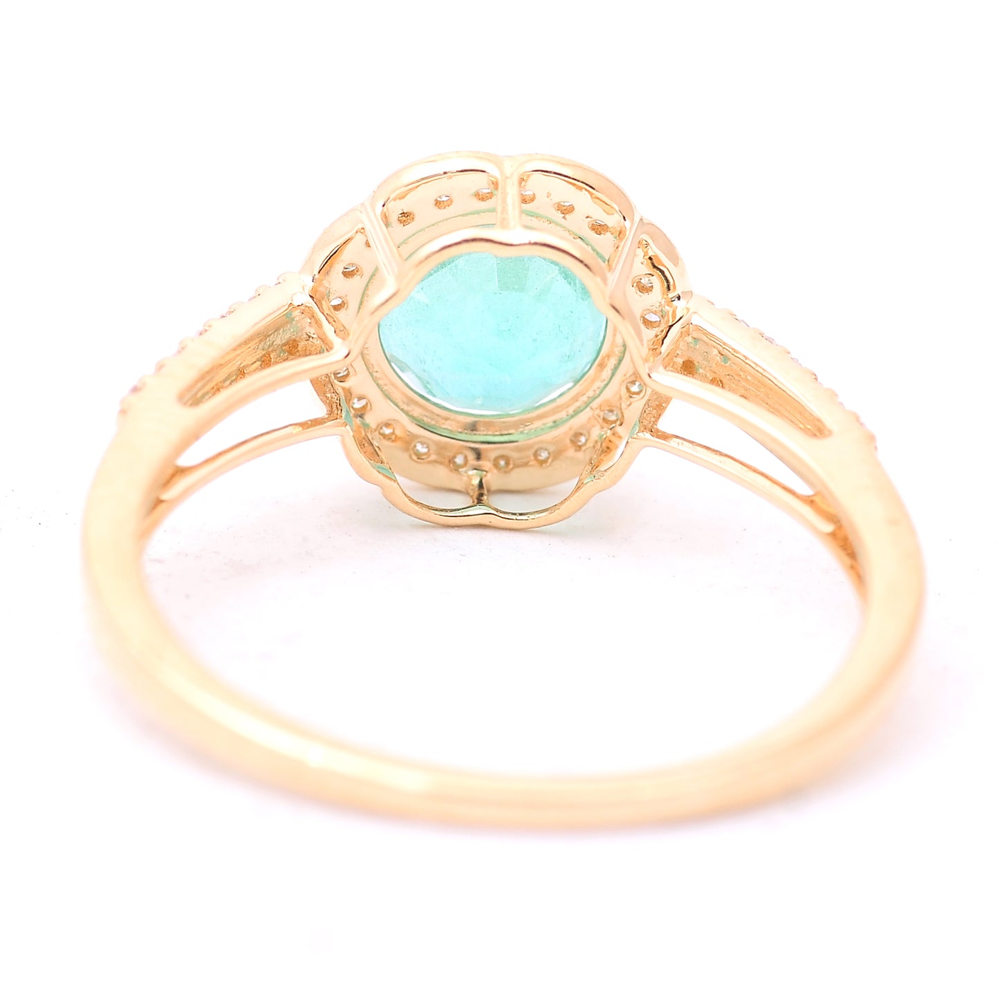 1.56 Ct Round Mixed Cut Natural Emerald 14K Gold Ring