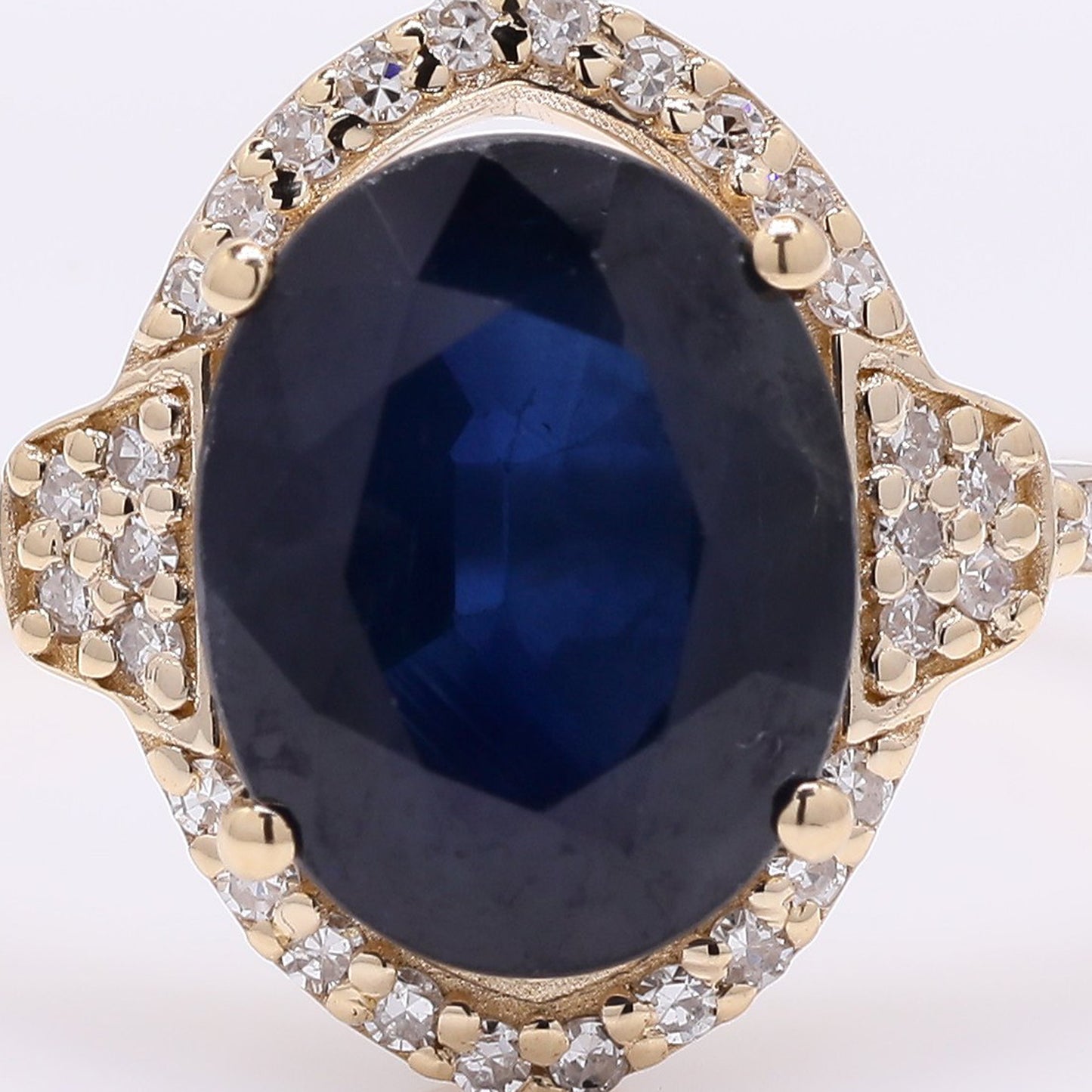 3.05 Ct Oval Mixed Cut Natural Sapphire 14K Gold Ring