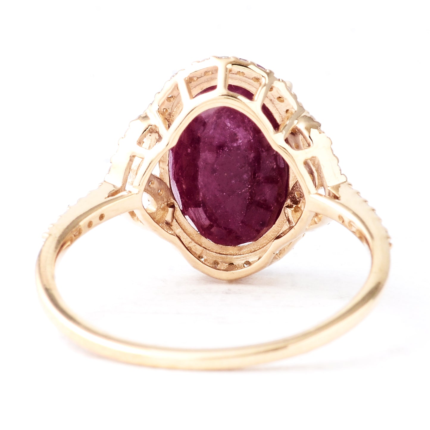 4.41 Ct Oval Mixed Cut Natural Corundum Ruby 14K Gold Ring