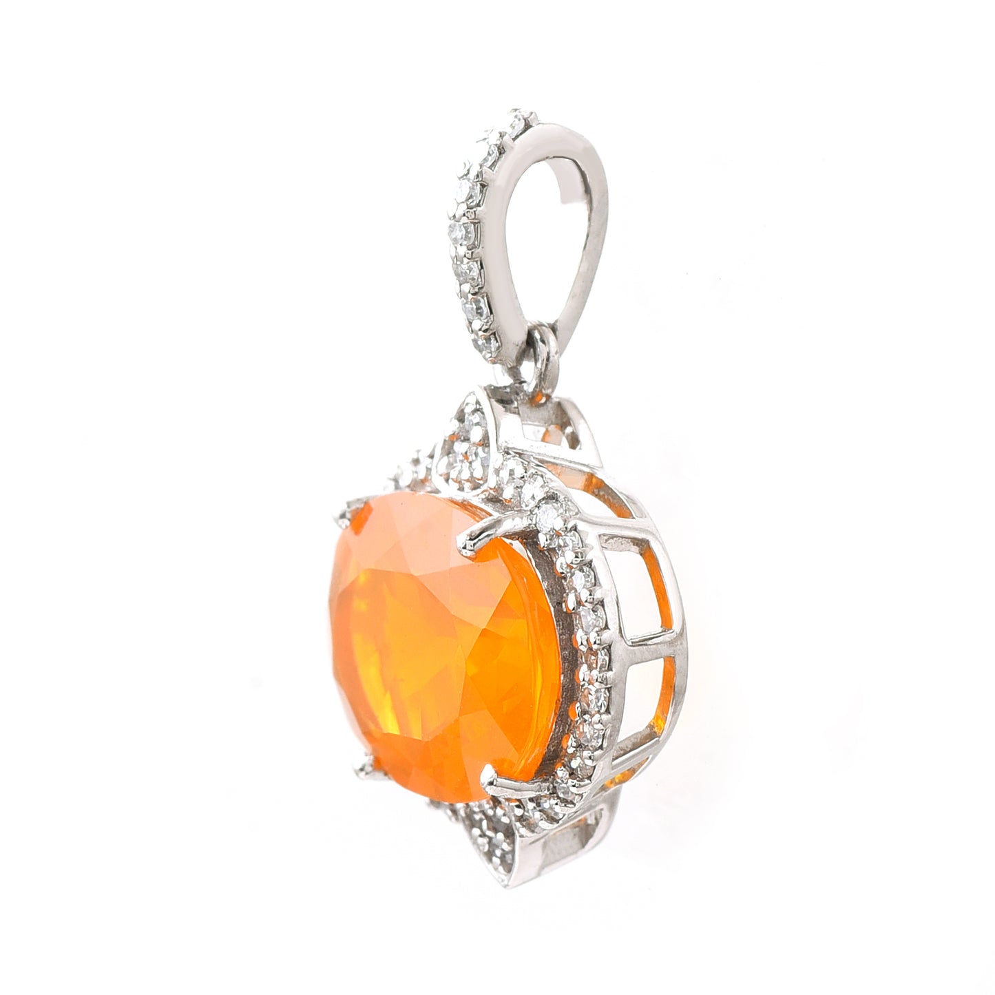 1.83 Ct Oval Fire Opal 950 Platinum Pendant