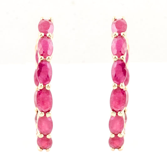 5.66 Ct Oval Ruby 14K Gold Earrings
