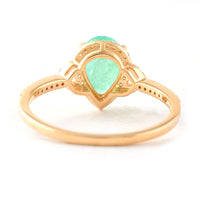1.43 Ct Pear Mixed Cut Natural Emerald 14K Gold Ring