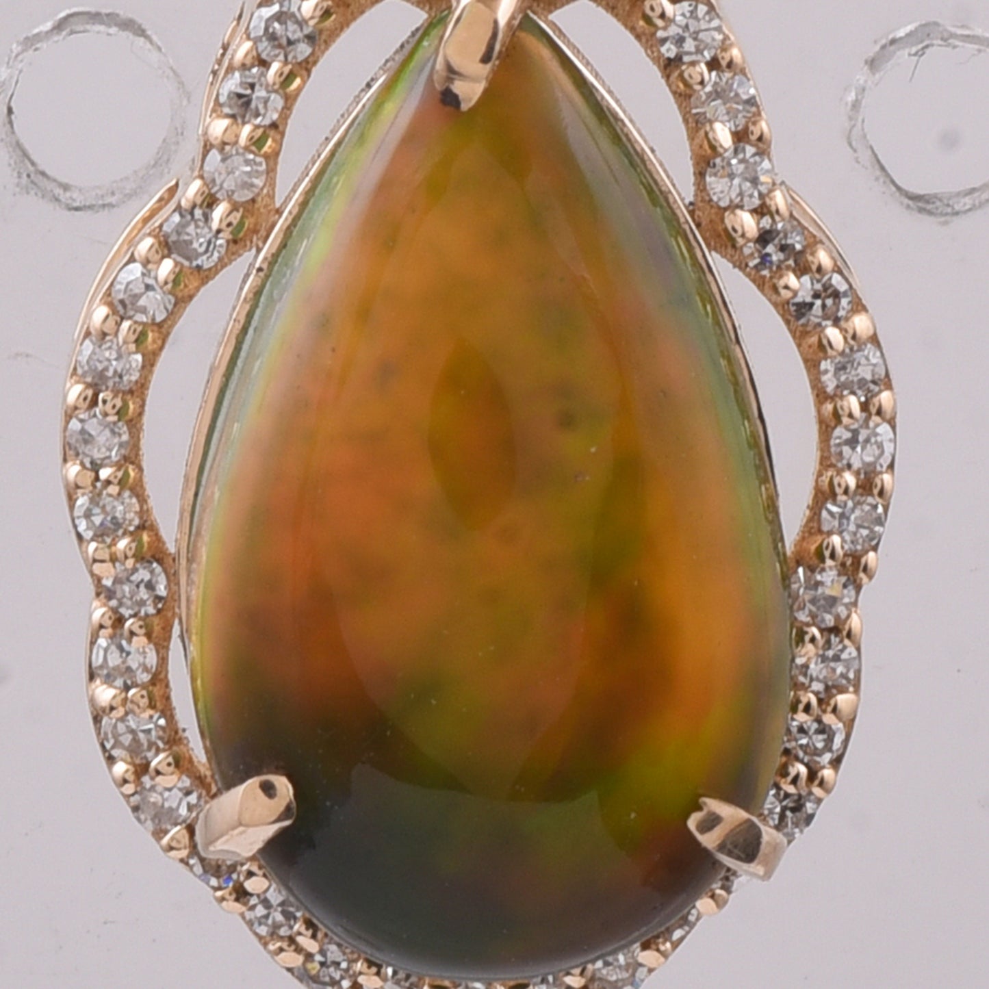 2.32 Ct Pear Cabochon Natural Black Opal 14K Gold Pendant