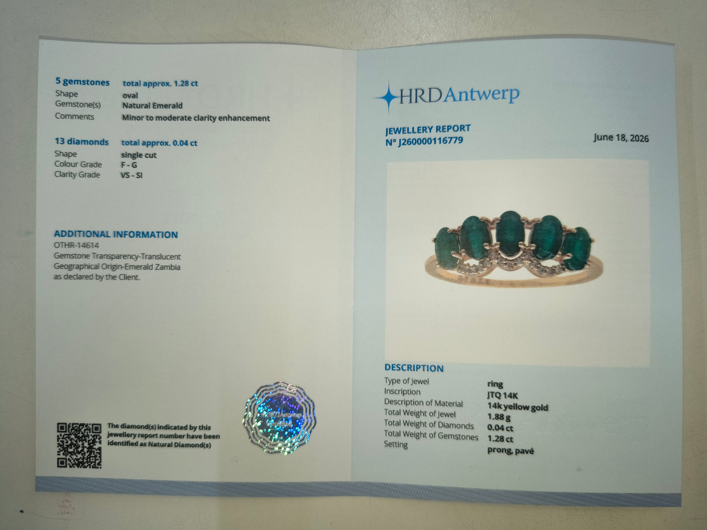 1.32 Ct Oval Natural Emerald 14K Gold Ring