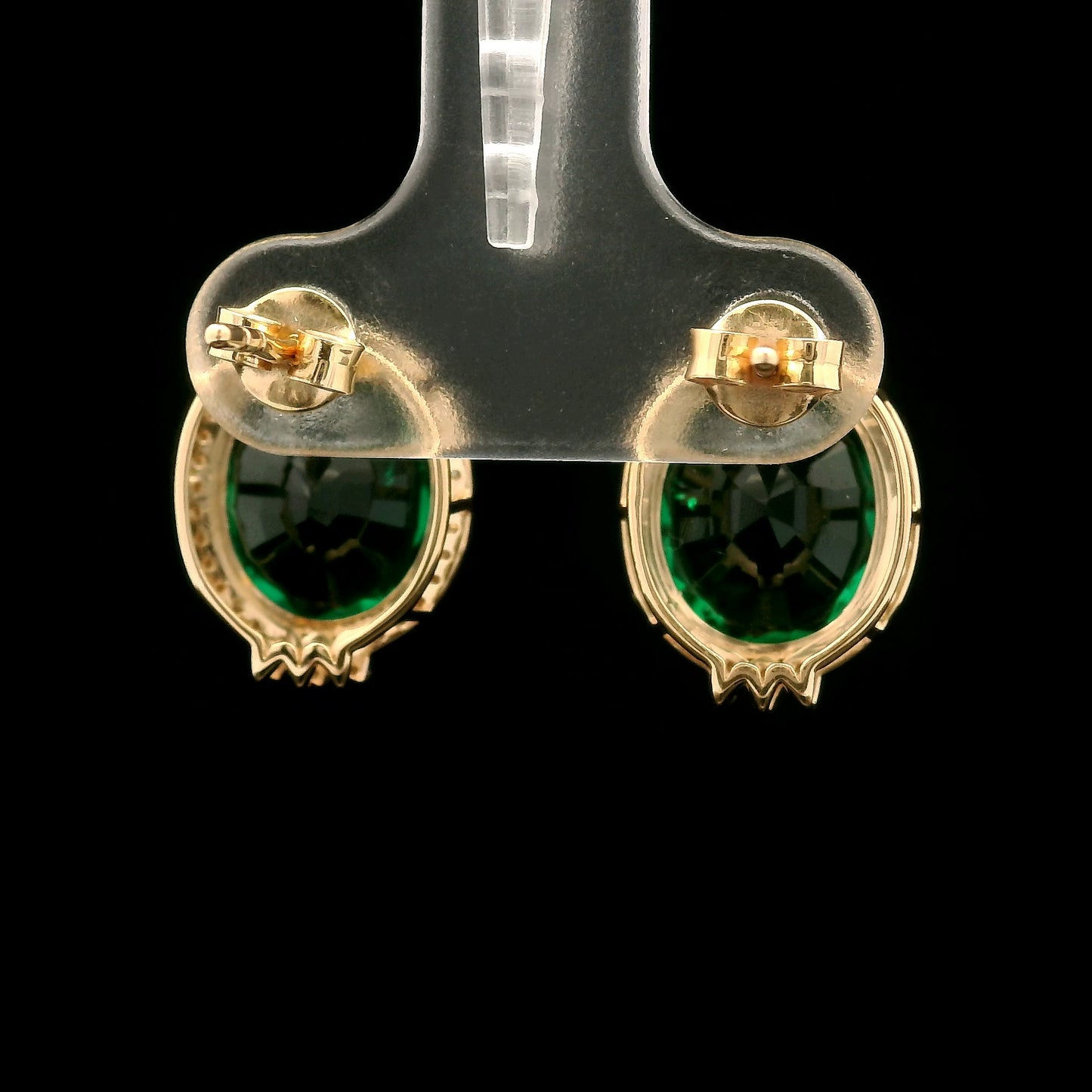 6.27 Ct Oval Mixed Cut Lab Grown Emerald 14K Gold Earrings