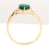 1.31 Ct Pear Mixed Cut Natural Beryl Emerald 14K Gold Ring