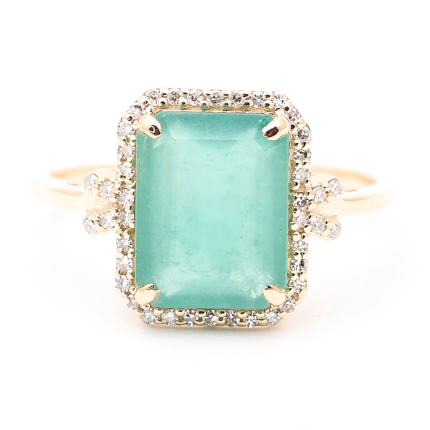 2.71 Ct Octagon Natural Emerald 14K Gold Ring