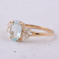 1.24 Ct Oval Natural Aquamarine 14K Gold Ring