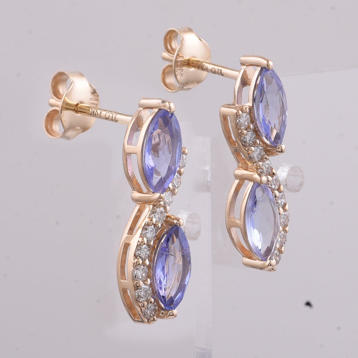 1.72 Ct Marquise Natural Tanzanite 14K Gold Earrings