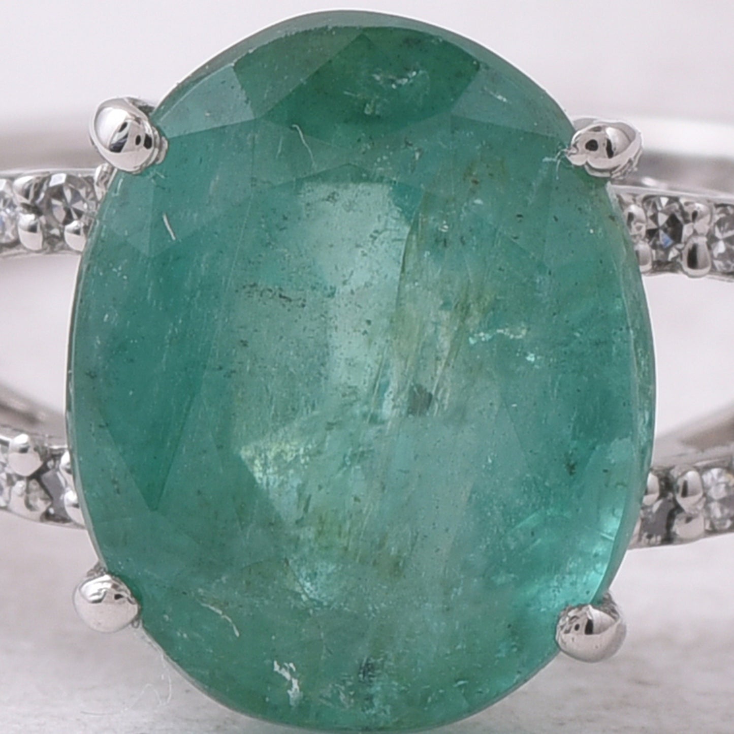 2.76 Ct Oval Mixed Cut Natural Emerald 950 Platinum Ring