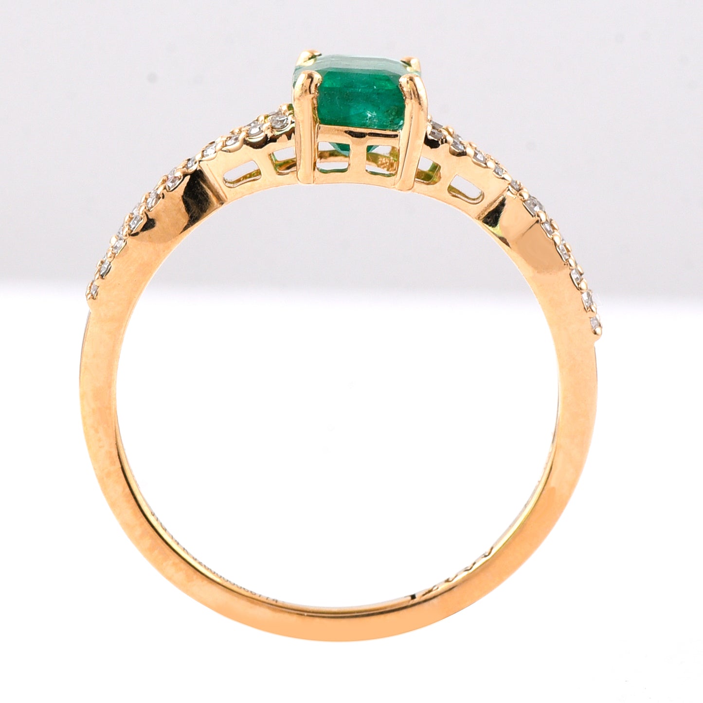 1.08 Ct Octagon Step Cut Natural Emerald 14K Gold Ring