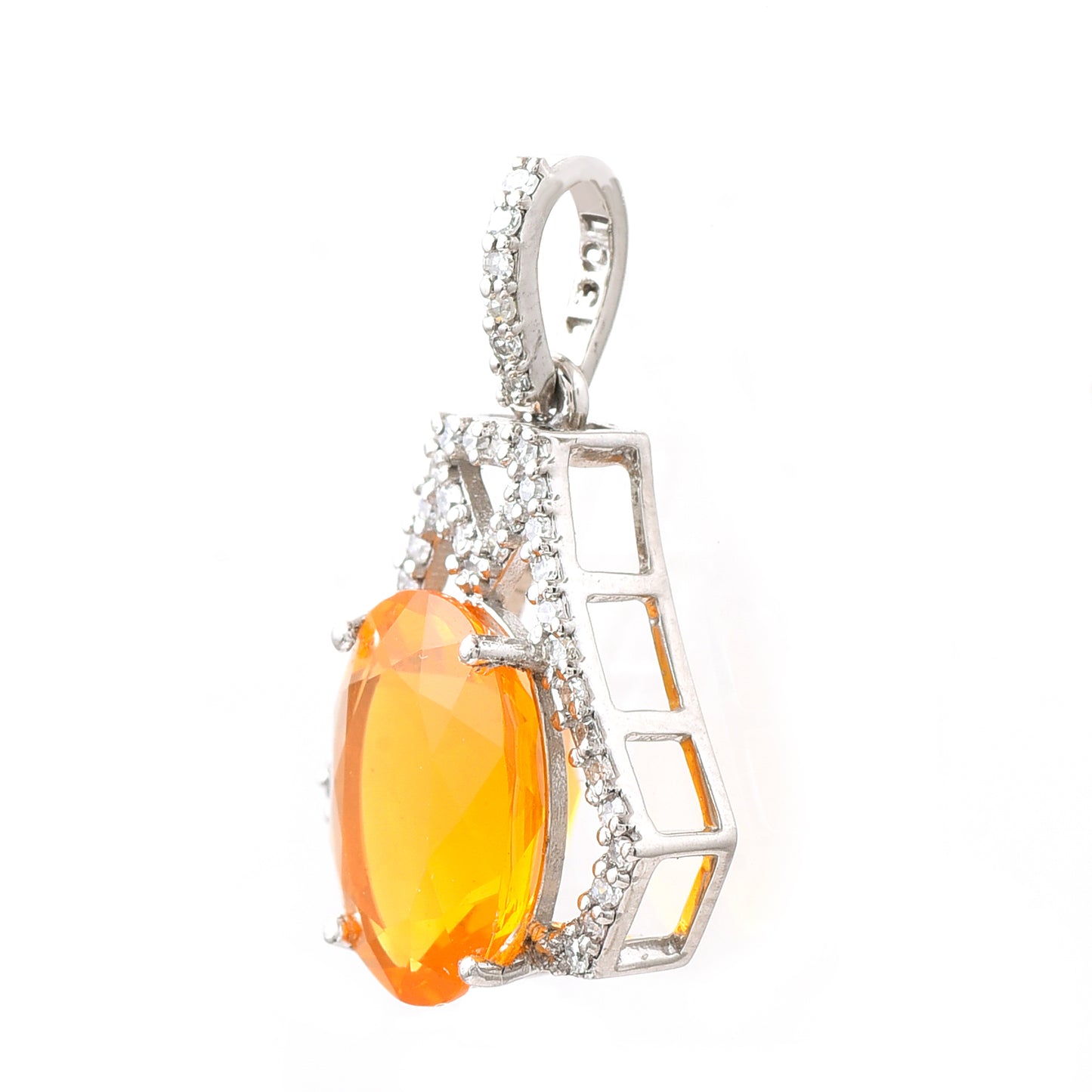 1.83 Ct Oval Fire Opal 950 Platinum Pendant