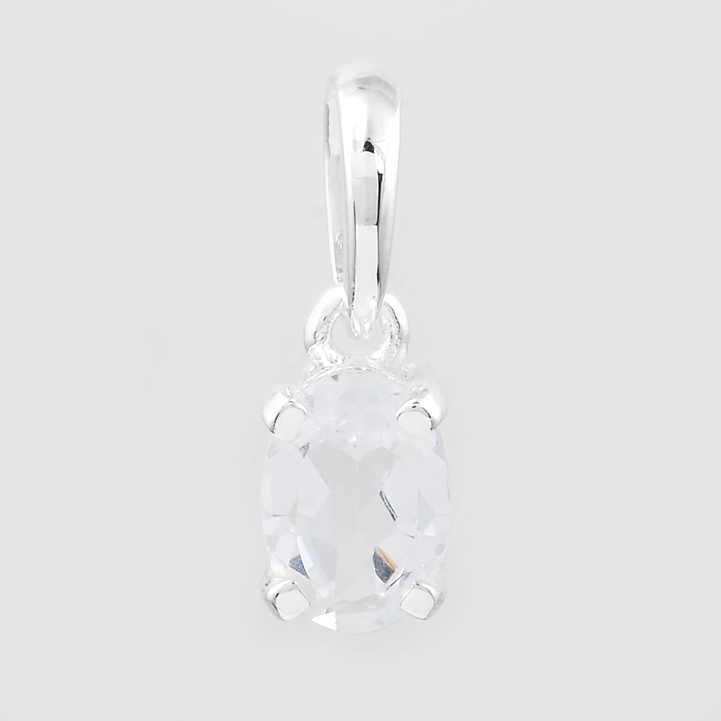 0.81 Ct Oval White Topaz, 925 Sterling Silver Pendant