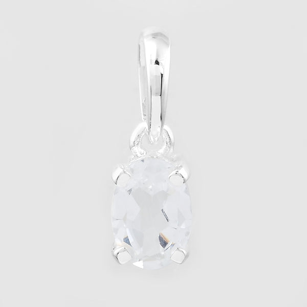 0.81 Ct Oval White Topaz, 925 Sterling Silver Pendant