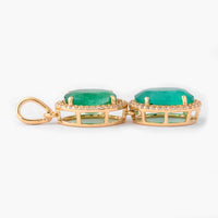 3.81 Ct Oval Mixed Cut Natural Emerald 14K Gold Pendant