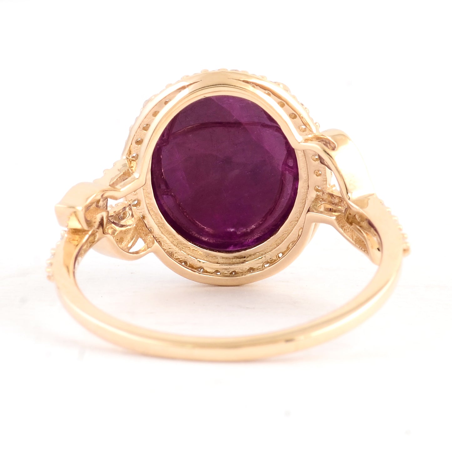 7.24 Ct Oval Cabochon Natural Corundum Ruby 14K Gold Ring