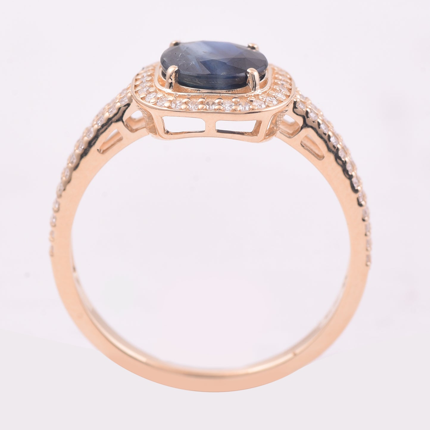 1.66 Ct Round Mixed Cut Natural Sapphire 14K Gold Ring