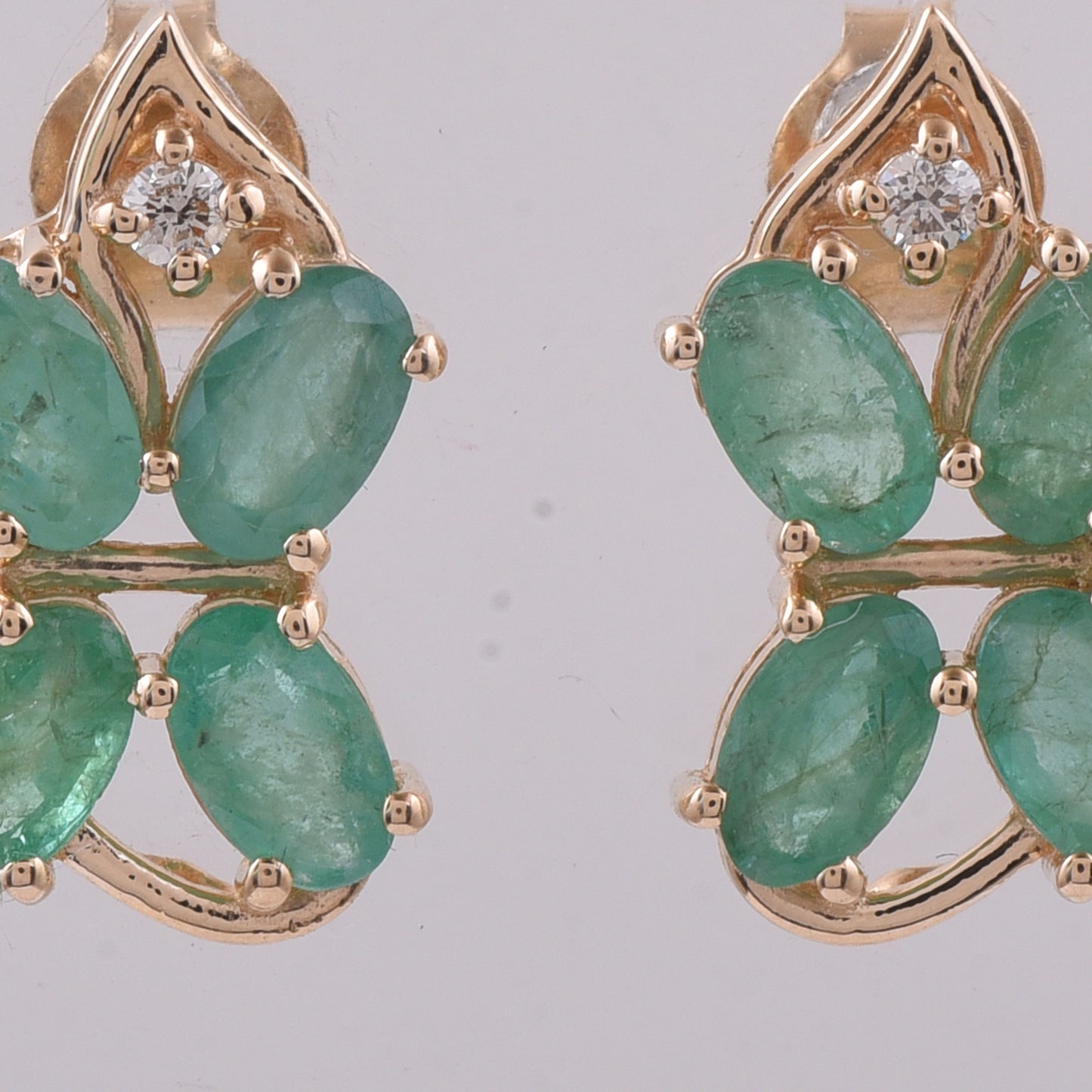 2.05 Ct Oval Natural Emerald 14K Gold Earrings