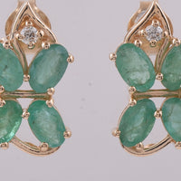 2.05 Ct Oval Natural Emerald 14K Gold Earrings