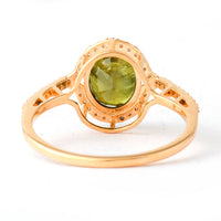 2.68 Ct Oval Mixed Cut Natural Green Sapphire 14K Gold Ring