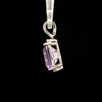 3.26 Ct Octagon Amethyst, White Zircon 925 Sterling Silver Pendant