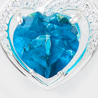 4.66 Ct Heart Pariba Topaz, Cubic Zirconia 925 Sterling Silver Pendant