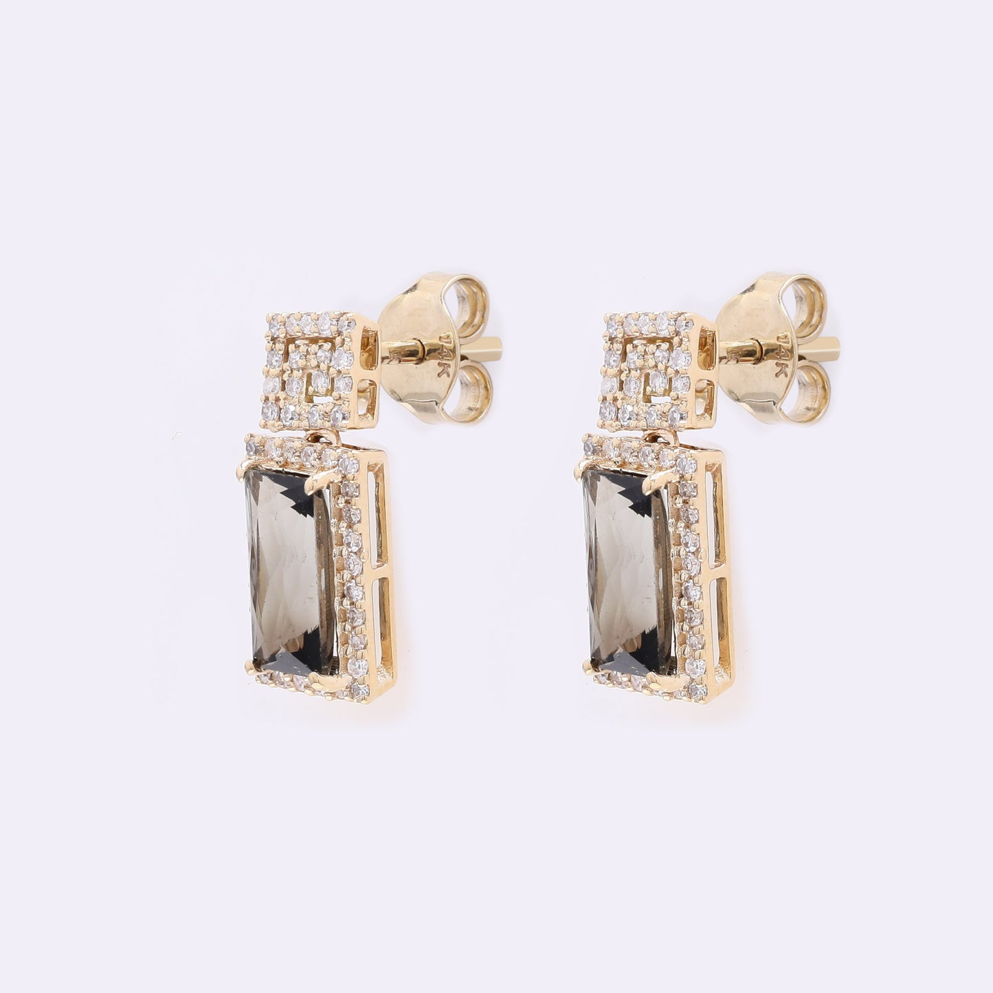 2.01 Ct Rectangle Mixed Cut Natural Tourmaline 14K Gold Earrings