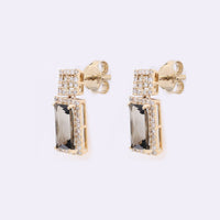 2.01 Ct Rectangle Mixed Cut Natural Tourmaline 14K Gold Earrings