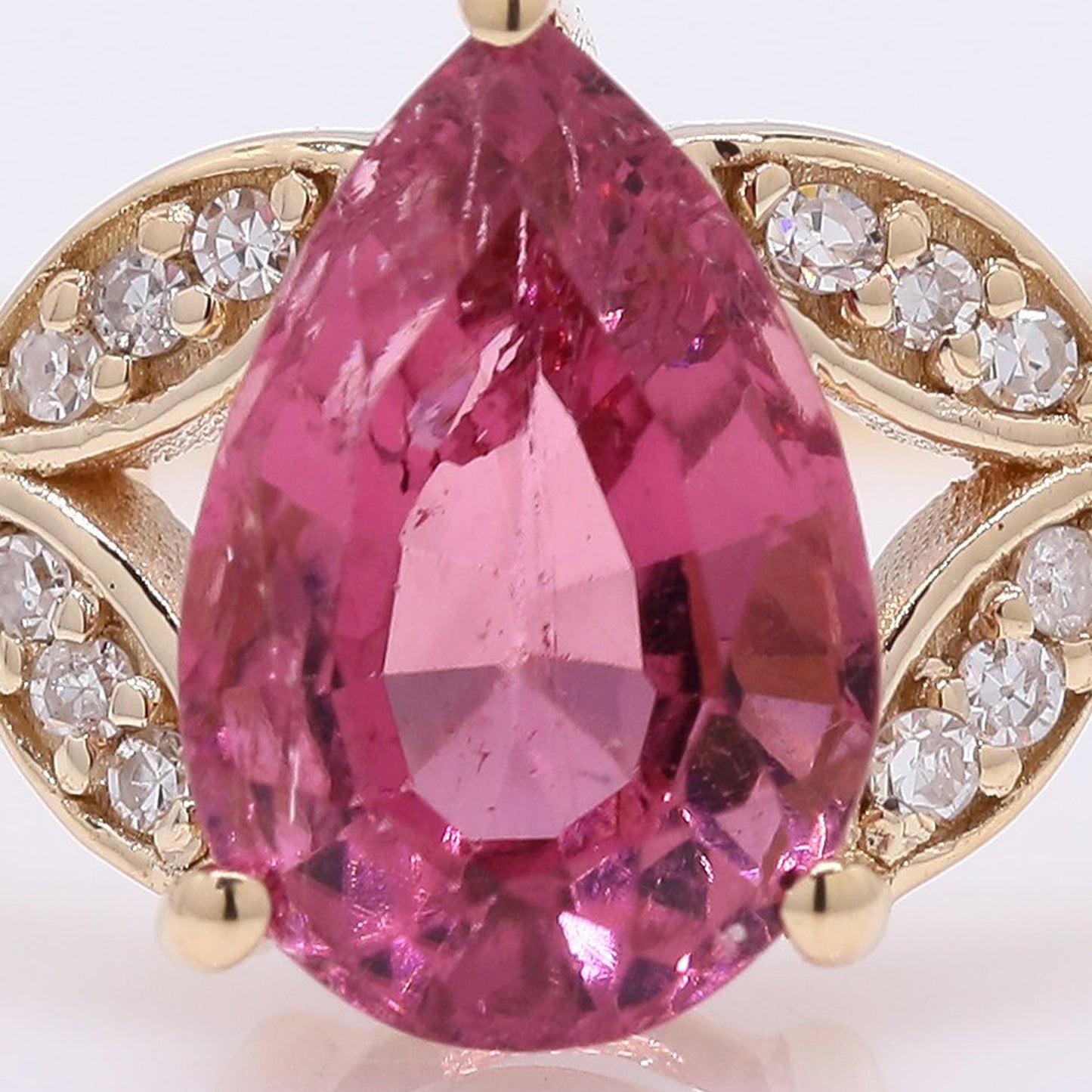 1.40 Ct Pear Mixed Cut Natural Pink Tourmaline 14K Gold Ring