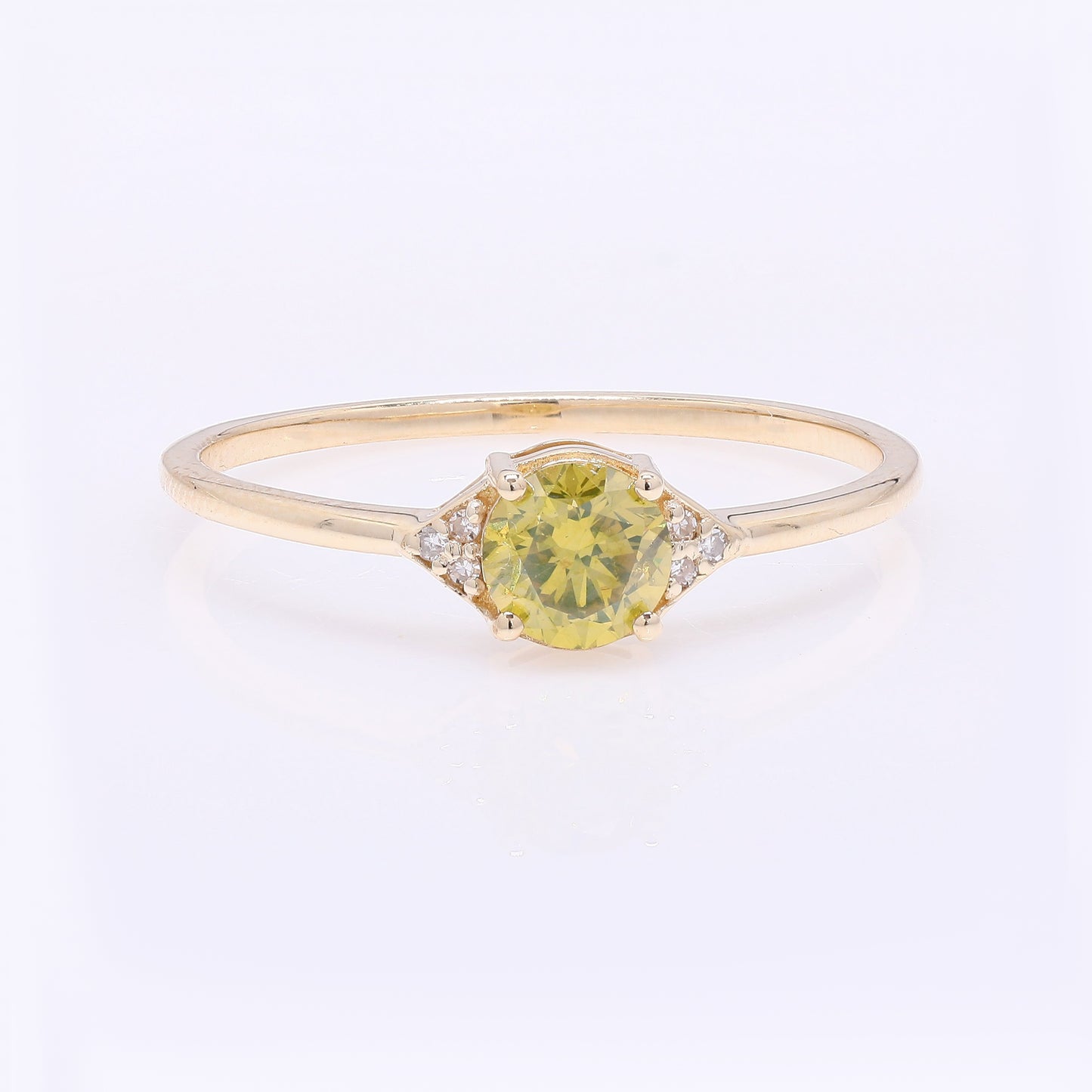 0.48 Ct Round Yellow Diamond 14K Gold Ring