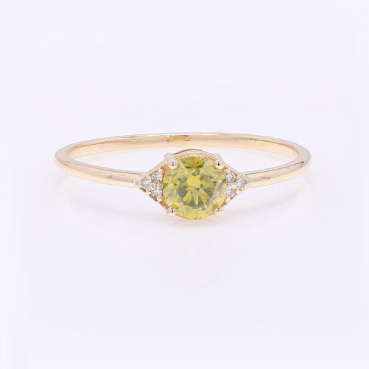 0.48 Ct Round Yellow Diamond 14K Gold Ring