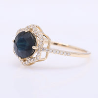 1.95 Ct Round Mixed Cut Natural Sapphire 14K Gold Ring