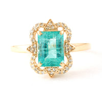 1.87 Ct Octagon Step Cut Natural Emerald 14K Gold Ring
