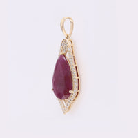3.09 Ct Pear Mixed Cut Natural Ruby 14K Gold Pendant