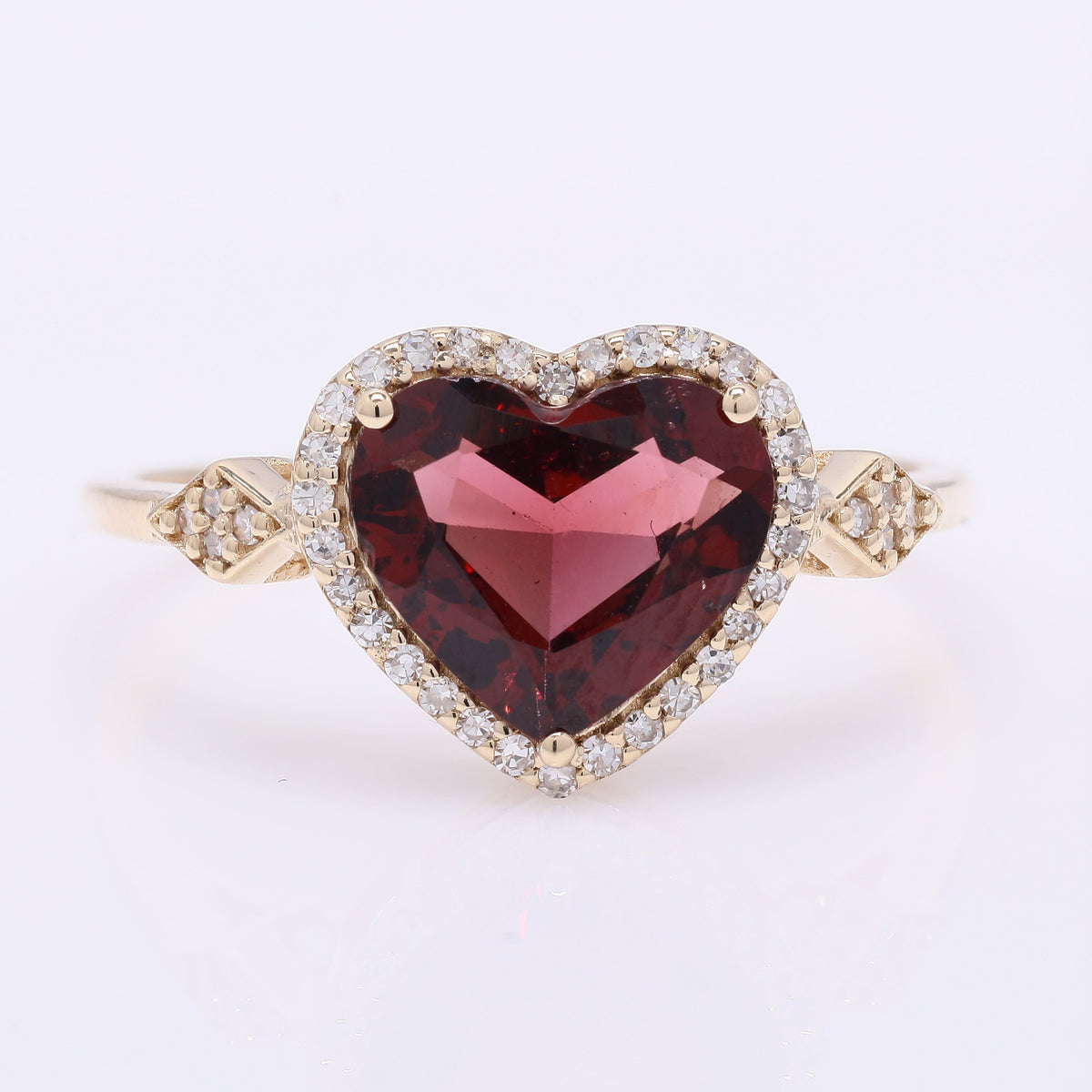 1.92 Ct Heart Mixed Cut Natural Garnet 14K Gold Ring