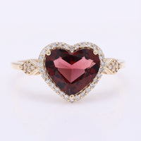 1.92 Ct Heart Mixed Cut Natural Garnet 14K Gold Ring
