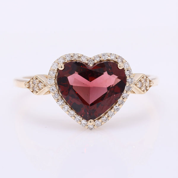 1.92 Ct Heart Mixed Cut Natural Garnet 14K Gold Ring