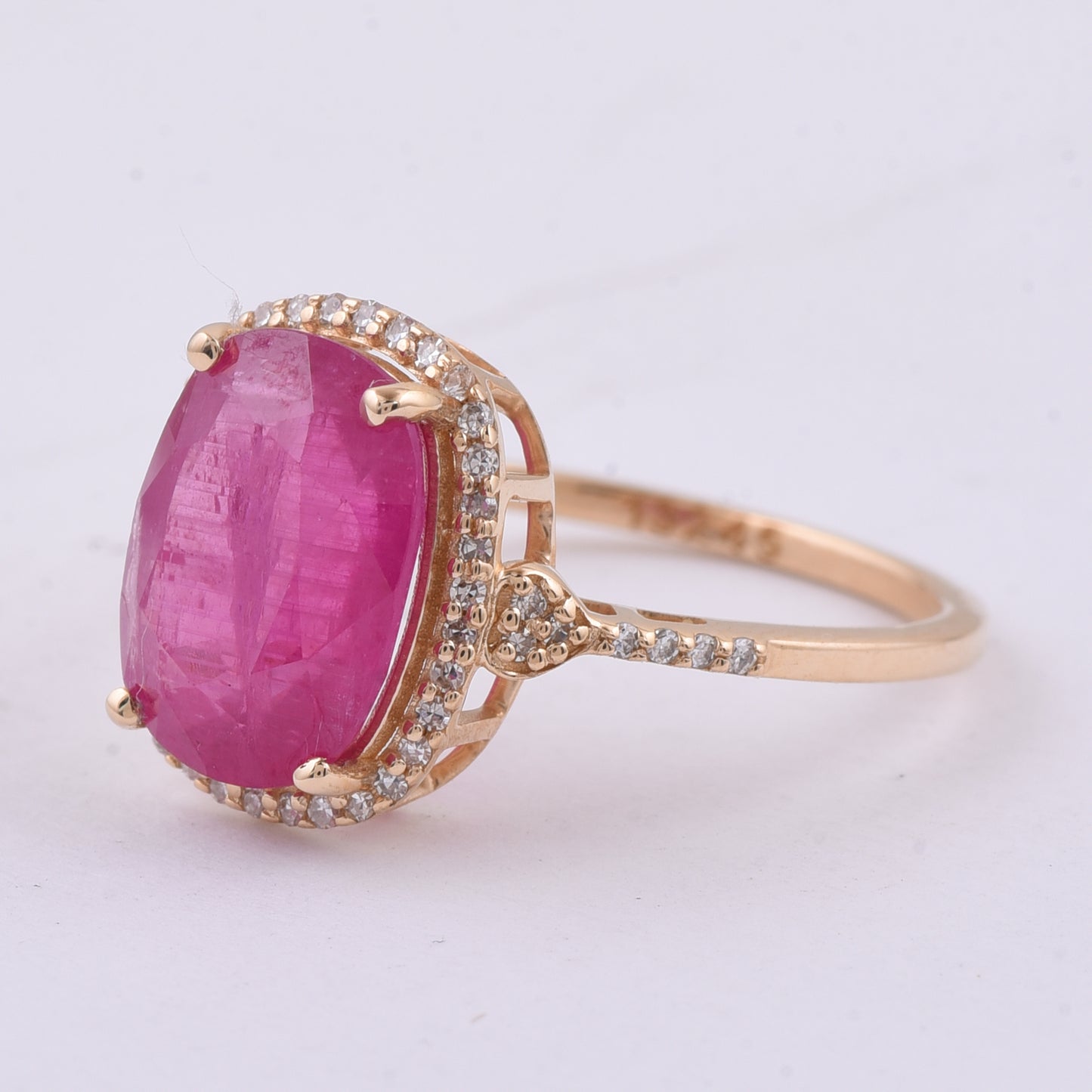 4.76 Ct Cushion Natural Ruby 14K Gold Ring