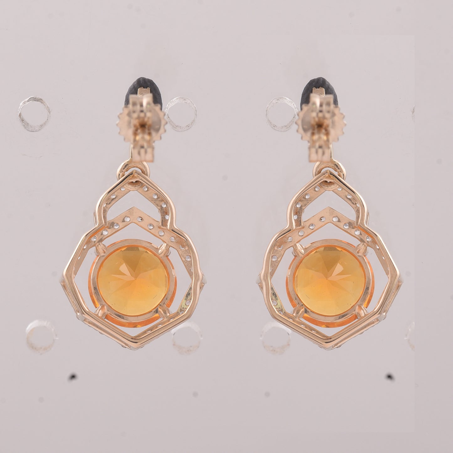 2.10 Ct Round Br.Opal 9K Gold Earrings