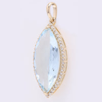 4.16 Ct Marquise Mixed Cut Natural Aquamarine 14K Gold Pendant