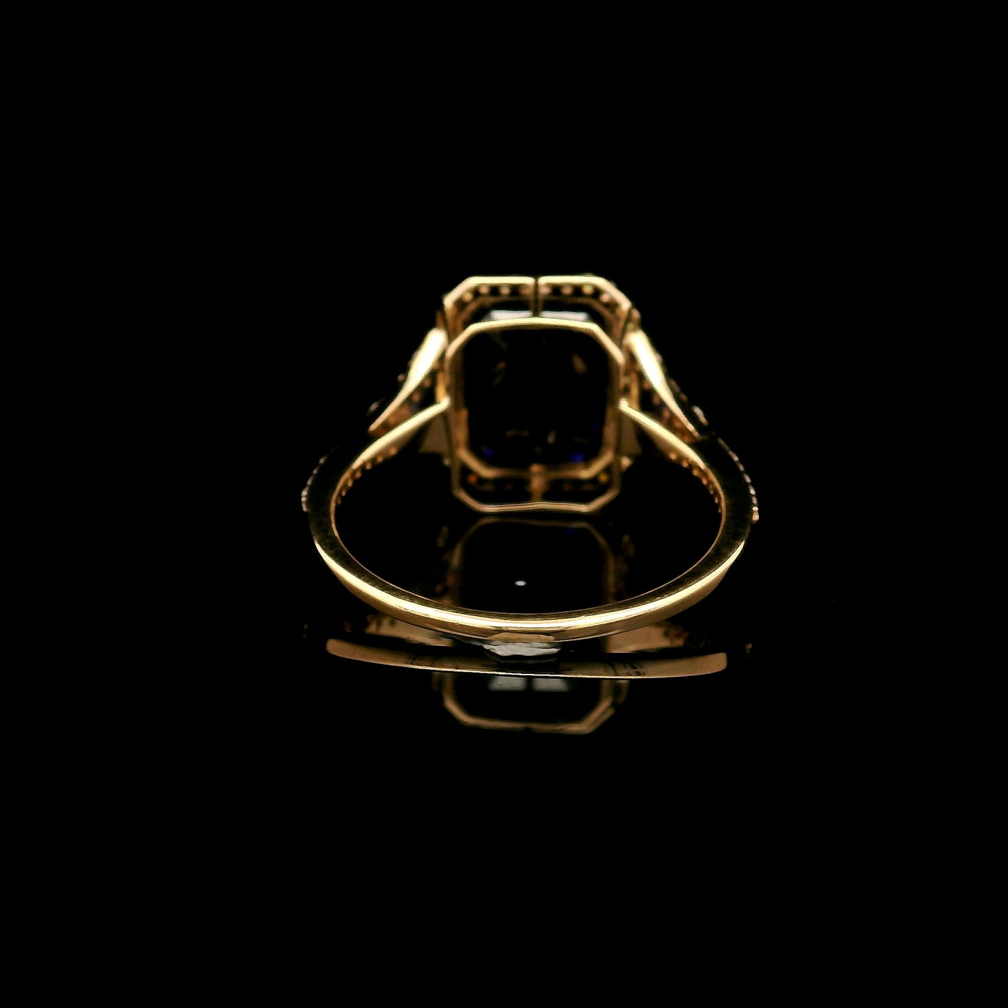 4.39 Ct Emerald Cut Lab Grown Sapphire 14K Gold Ring