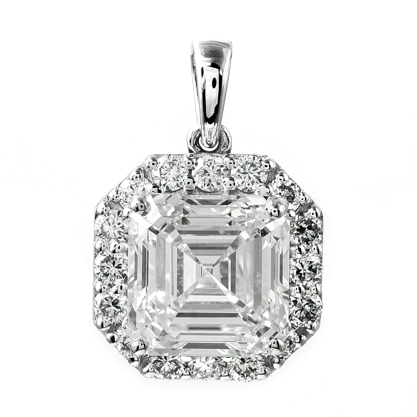3.47 Ct Square Emerald Cut Lab Grown Diamond 14K Gold Pendant