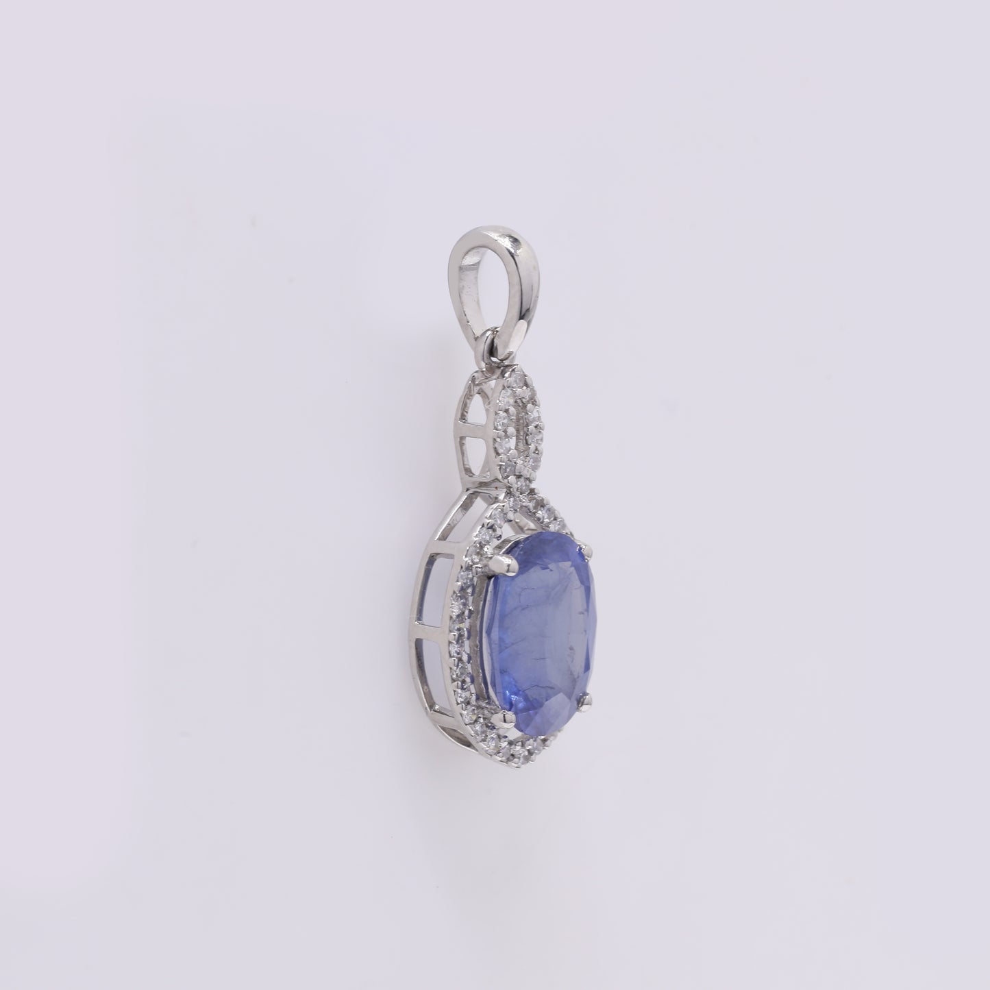 2.20 Ct Oval Mixed Cut Natural Sapphire 950 Platinum Pendant