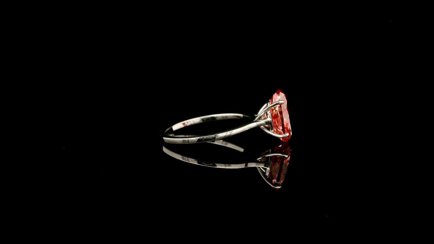 3.09 Carats Pink Lab Grown Diamond 14K Gold Ring