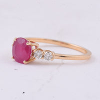 1.57 Ct Cushion Natural Ruby 14K Gold Ring