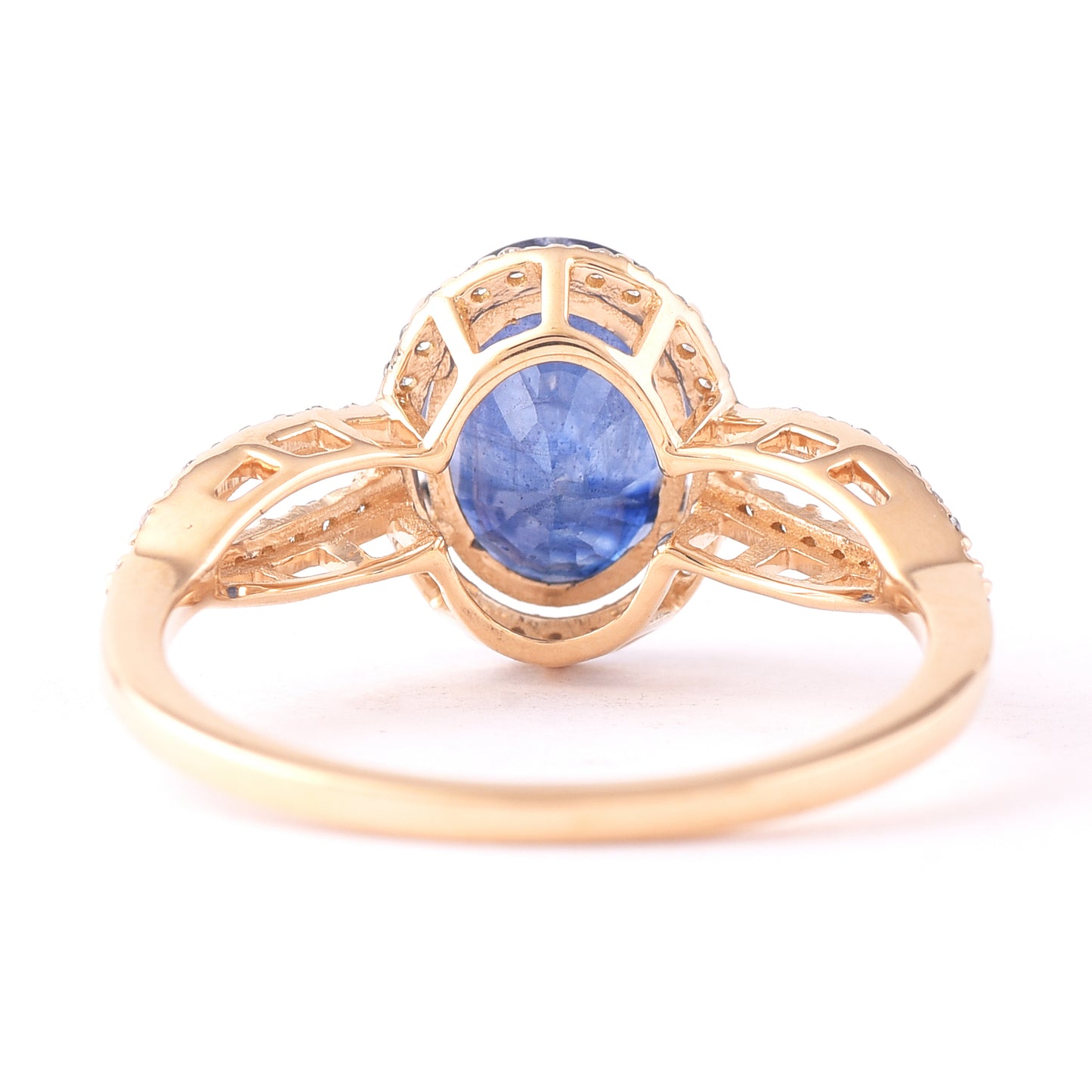 2.99 Ct Oval Mixed Cut Natural Sapphire 14K Gold Ring